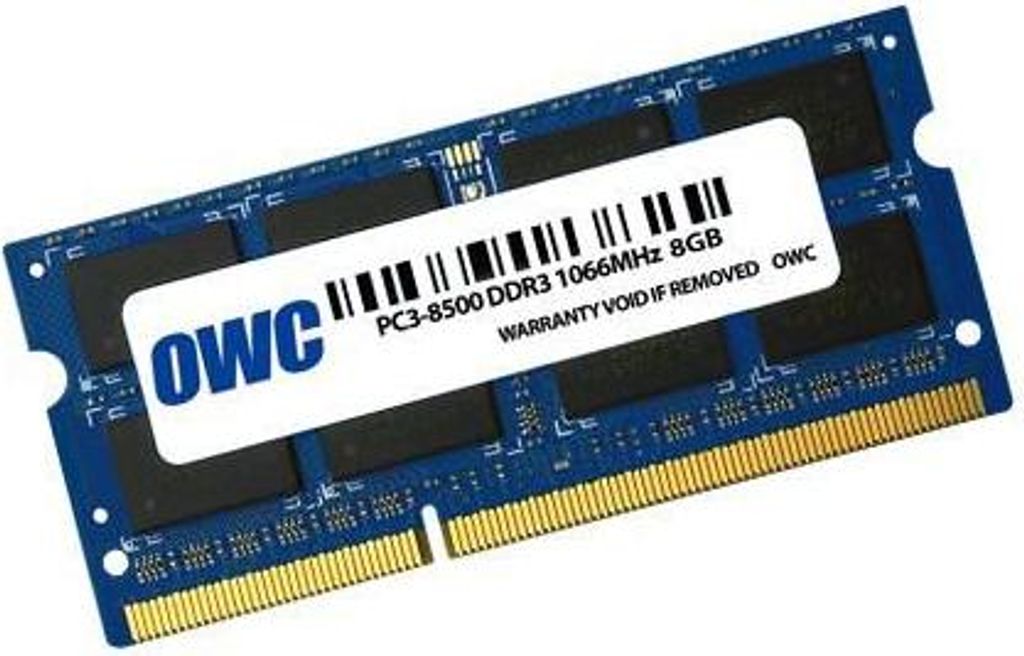 OWC 8GB - PC8500 - DDR3 - 1066MHz - 8 GB - 1 x 8 GB - DDR3 - 1066 MHz - 204-pin SO-DIMM - Blau