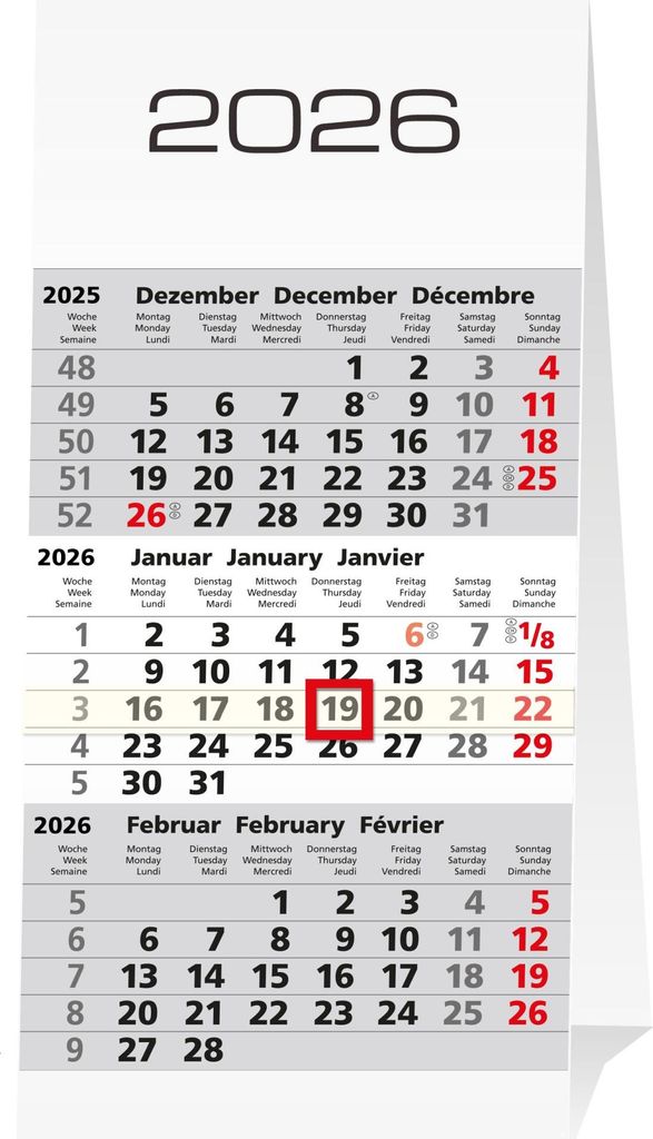 2026 Güss Drei-Monats-Tischaufstellkalender Produktbild 