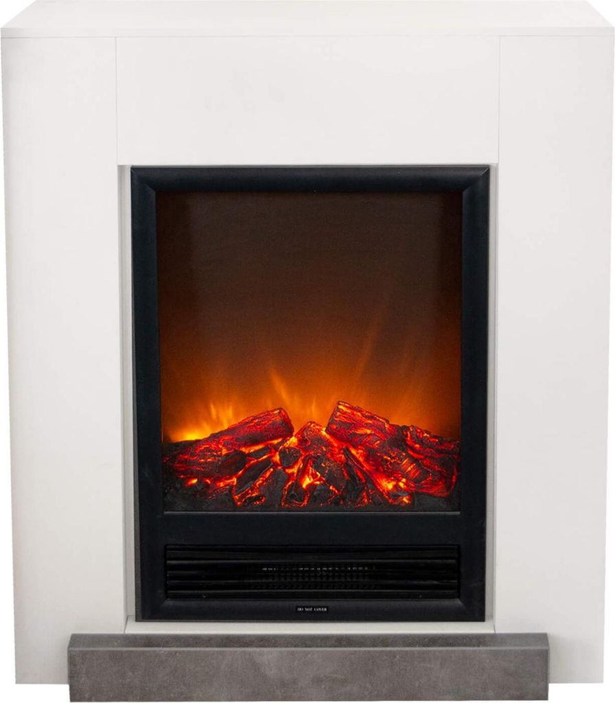 Xaralyn Elektrokamin - Hamar - weiß Holz - 1300 Watt Heizung - mit Fernbedienung - Kaminsims inklusive Einbaukamin - Dekokamin