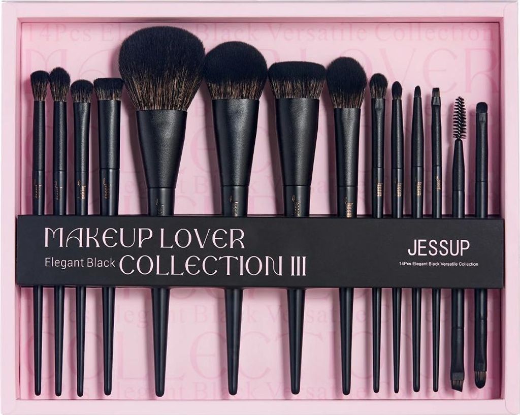 Jessup Matte Black Versatile Brush Collection Zestaw pędzli do makijażu T336, 14 sztuk