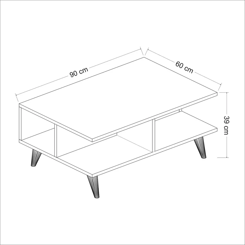 Table basse Grenaa avec plateau inférieur blanc et imitation noyer - 4