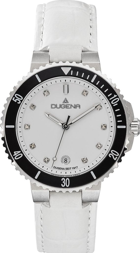 Dugena 4461099 Damenuhr Lederband Weiß