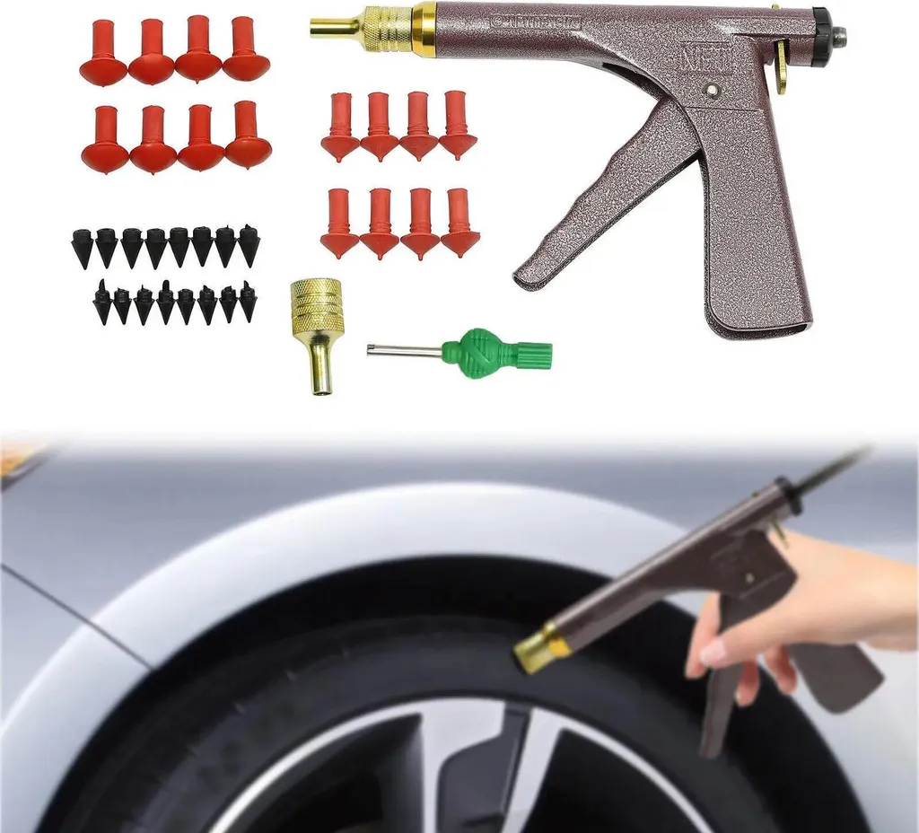 Réparer un pneu crevé voiture ou moto avec le pistolet à vide en fer