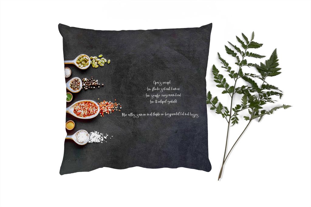 MuchoWow Zierkissen Sofakissen Wohnzimmer Dekokissen 40x40 cm Sprichwörter - Großvaters Rezept - Zitate - Großvater - Kochen - Foto Kissen - S...