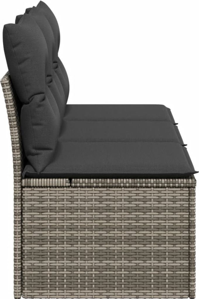 vidaXL Gartensofa mit Kissen 3-Sitzer Grau Poly Rattan Produktbild 5