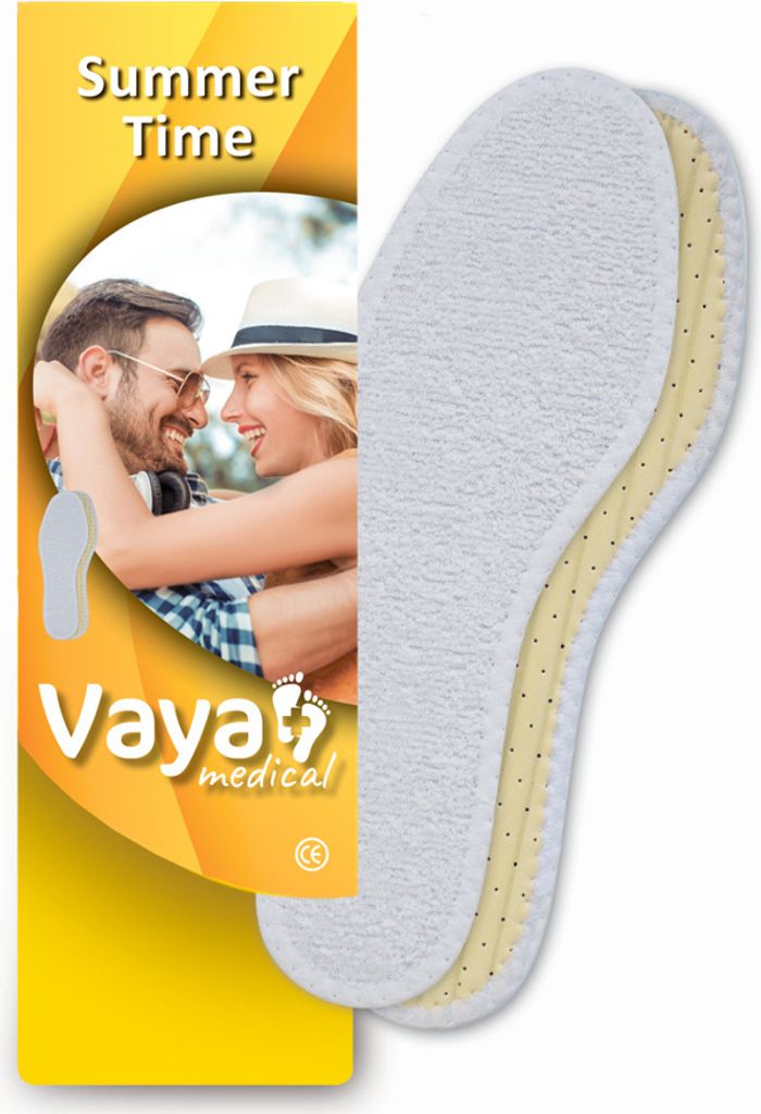 Baumwollfrottee-Einlegesohlen mit Silberionen und Aktivkohle für nackte Füße Vaya Summer Time 1 Paar