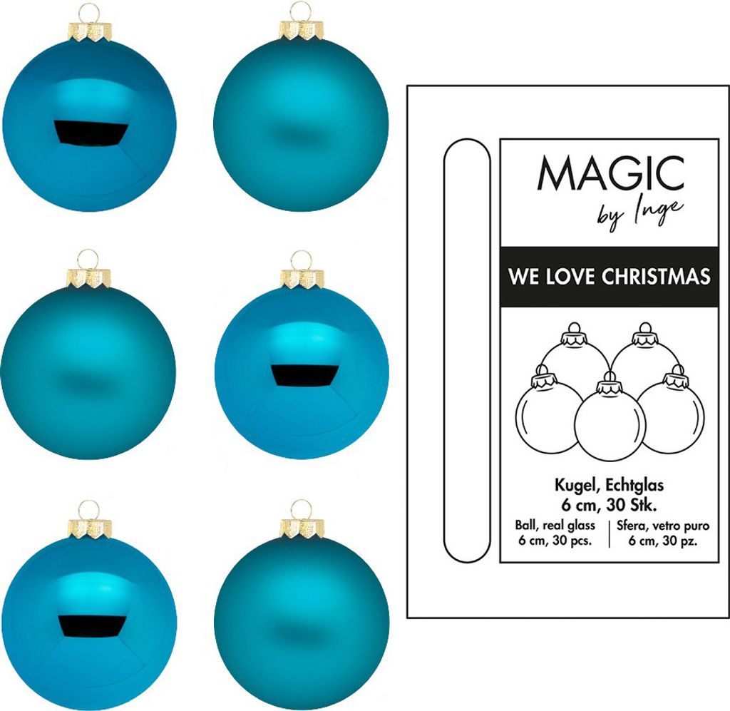 Weihnachtskugeln Glas 6cm 30 Stück - Deep Blue