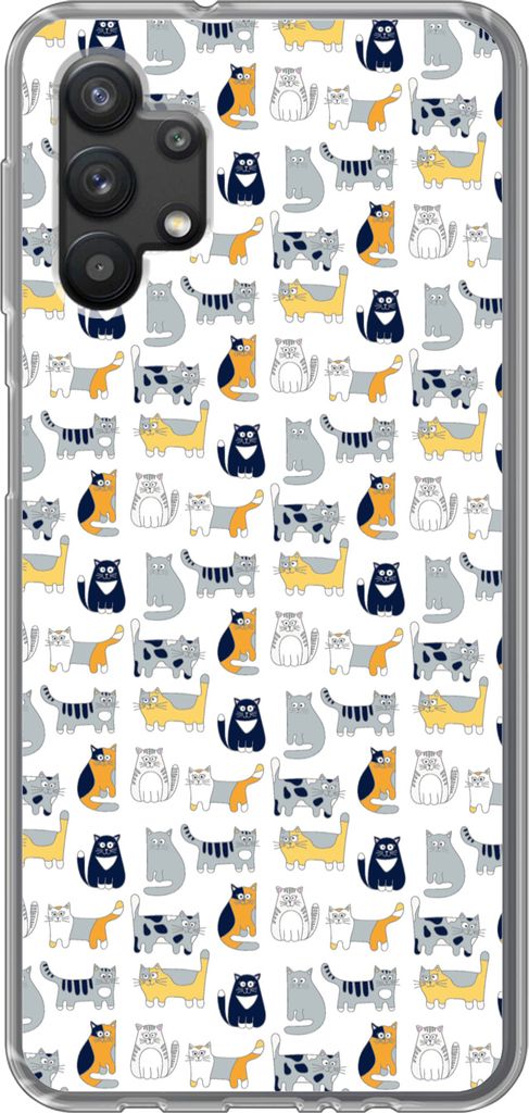 MuchoWow Handyhülle Schutzhülle Hülle für Telefoonhoesje Samsung Galaxy A32 5G Muster - Katze - Kater - Jungen - Mädchen - Kinder - Kind Sil...