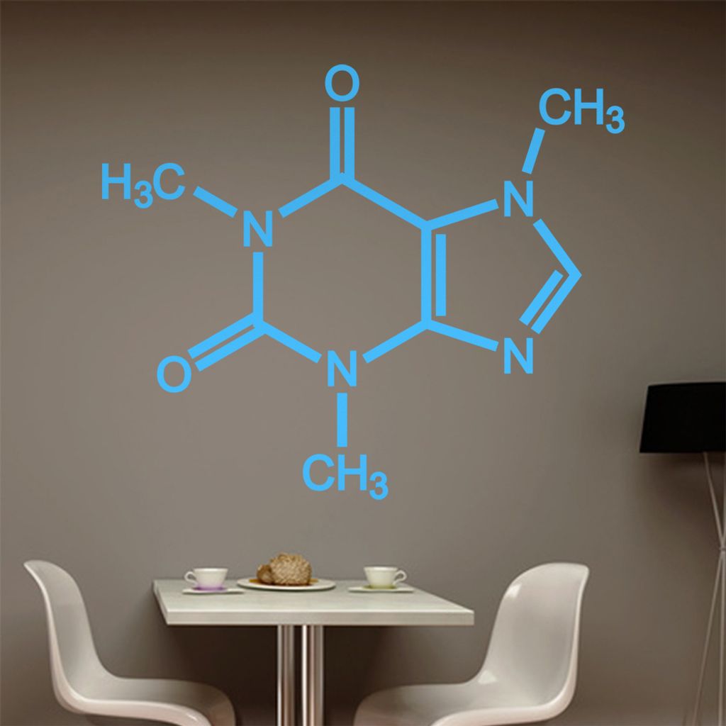 Coffein Koffein Kaffee Wandtattoo in 6 Größen - Wandaufkleber Wall Sticker - Dekoration, Küche, Wohnzimmer, Schlafzimmer, Badezimmer