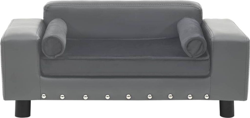 vidaXL Hundesofa Grau 81x43x31 cm Plüsch und Kunstleder Produktbild 