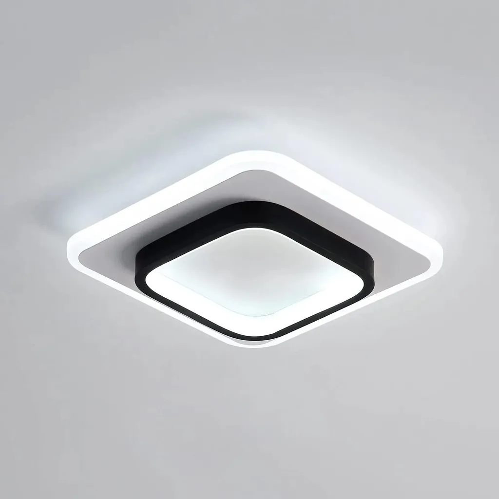 Luminaire Plafonnier Carré LED 21W Noir - Éclairage Plafond Moderne