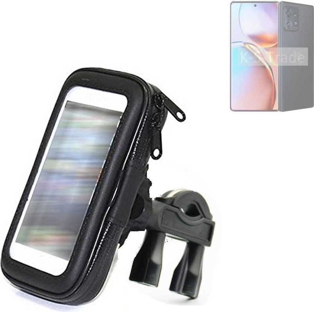 K-S-Trade Fahrrad-Halterung kompatibel mit Motorola Edge+ 2023 Handy-Halterung Halter Lenkstange Fahrradhalterung Motorrad Bike Mount Wasserabweisend