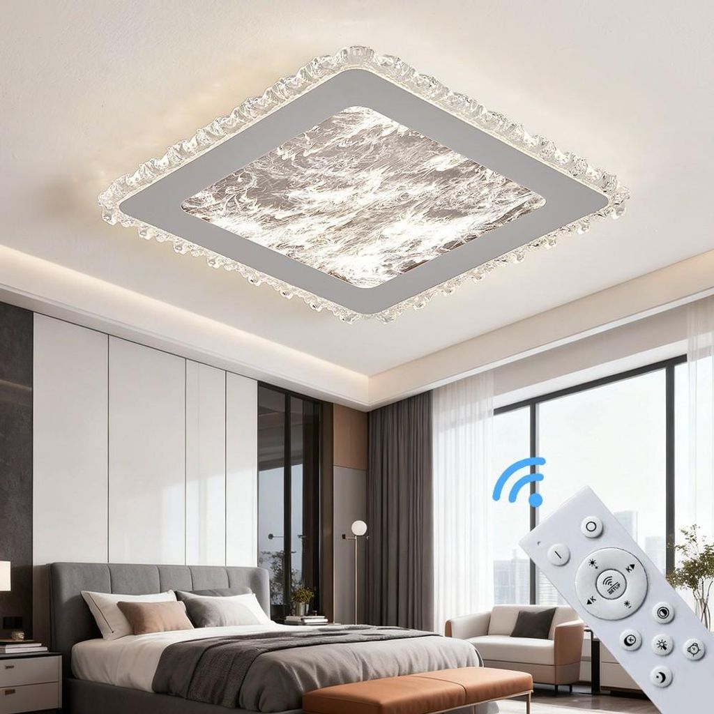 LED Deckenleuchte dimmbar mit Fernbedienung, stufenlos 3000–7000 K, energiesparend & langlebig, modernes Design in Schwarz oder Weiß, ideal für...
