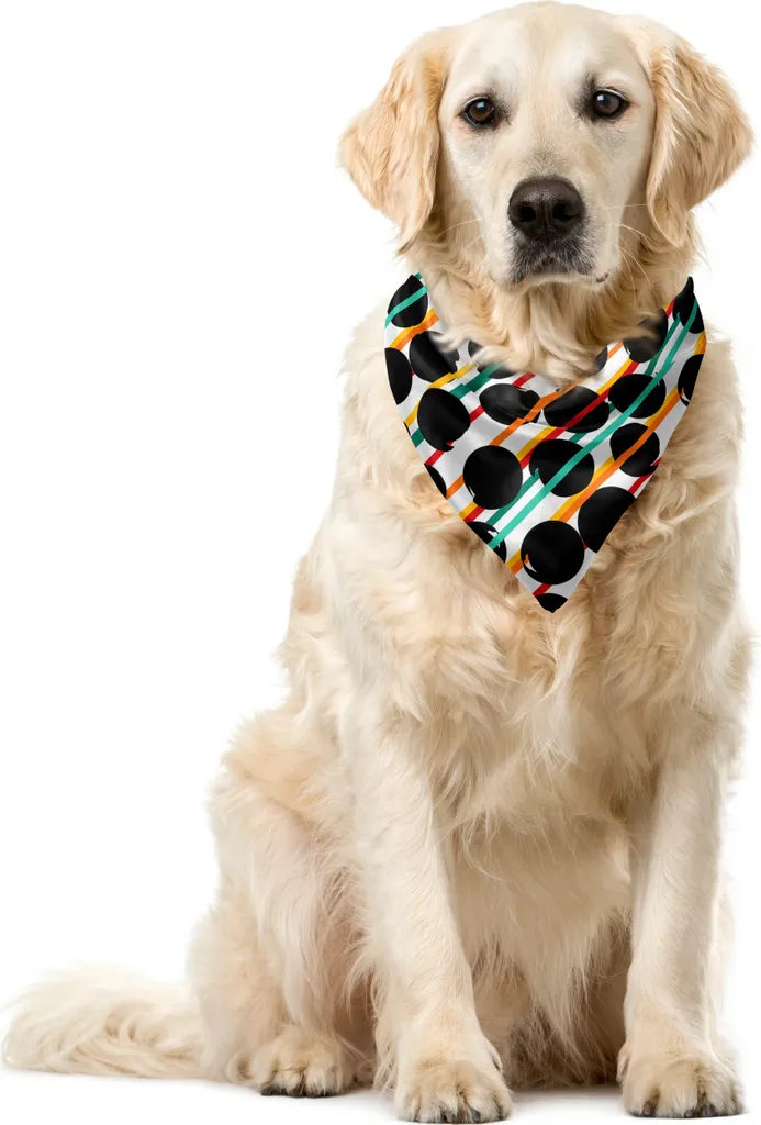 ABAKUHAUS Bandana astratta per animali domestici, grandi pois e strisce, 40x40 cm, multicolore grigio antracite