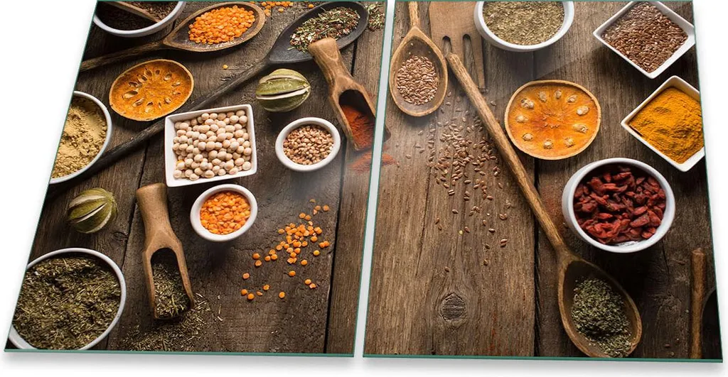 Copri Piano Cottura 2 Pezzi 40x52 Vetro Temperato Spezie Colorate