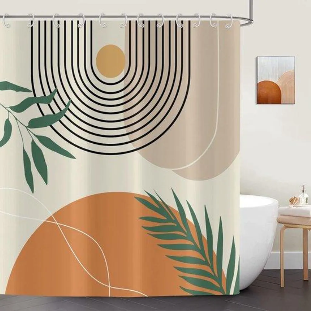 Tapis de bain design abstrait beige en polyester doux et lavable en machine