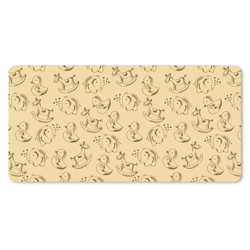 MuchoWow Schreibtischunterlage Spielzeug - Tiere - Schaukelpferd - Muster 80x40 cm - XXL Mauspad - Gaming Mauspad