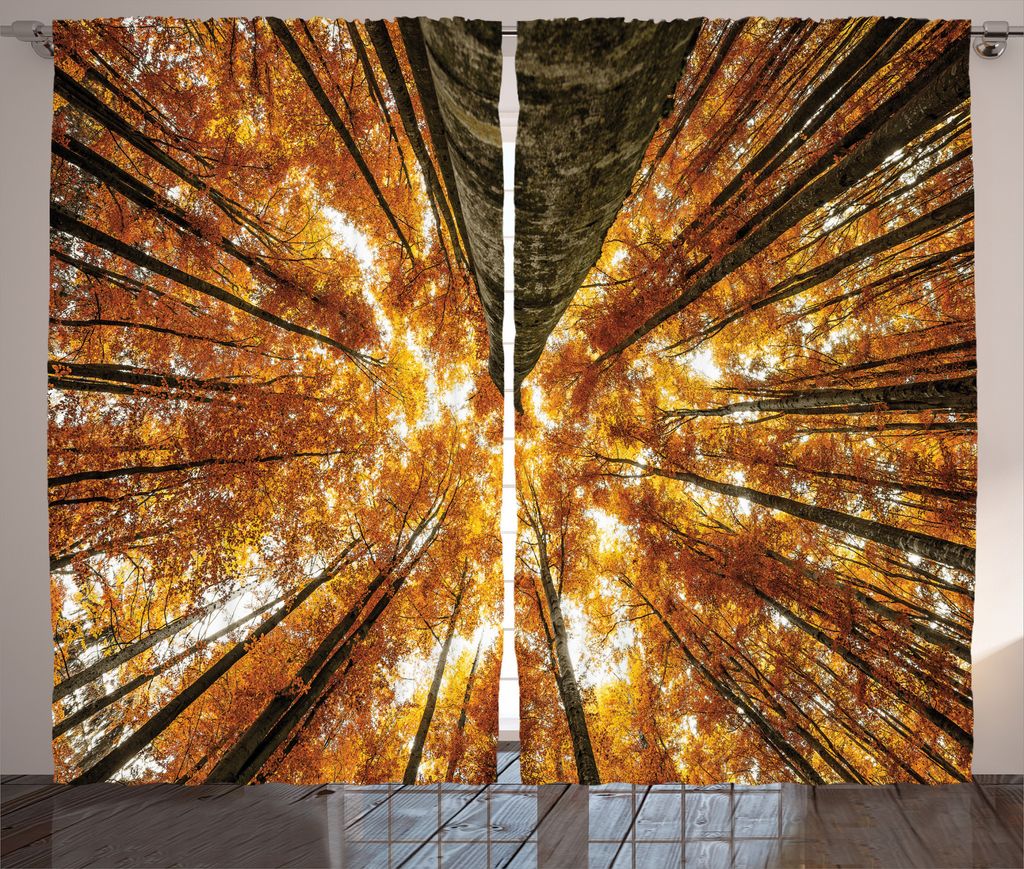 ABAKUHAUS Landschaft Rustikaler Vorhang, Kanadischer Ahorn Idyllisch, Wohnzimmer Universalband Gardinen mit Schlaufen und Haken, 280 x 225 cm, Oran...