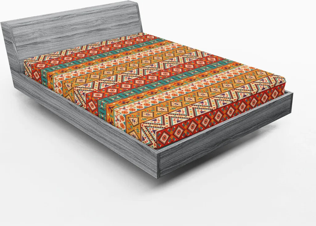 Drap-Housse 180x200 cm Motif Culturel Aztèque pour Lit Double Adulte