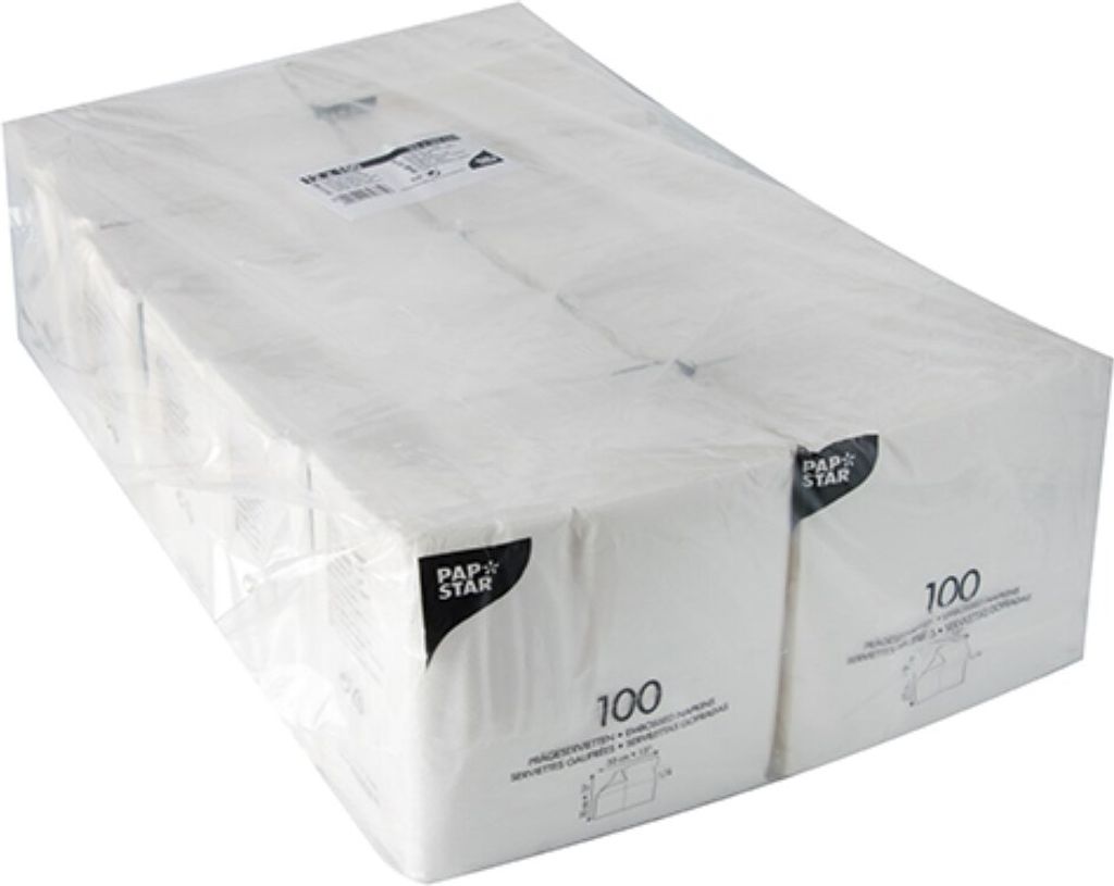 PAPSTAR Servietten 330 x 330 mm 1-lagig weiß 12 x 100 Stück