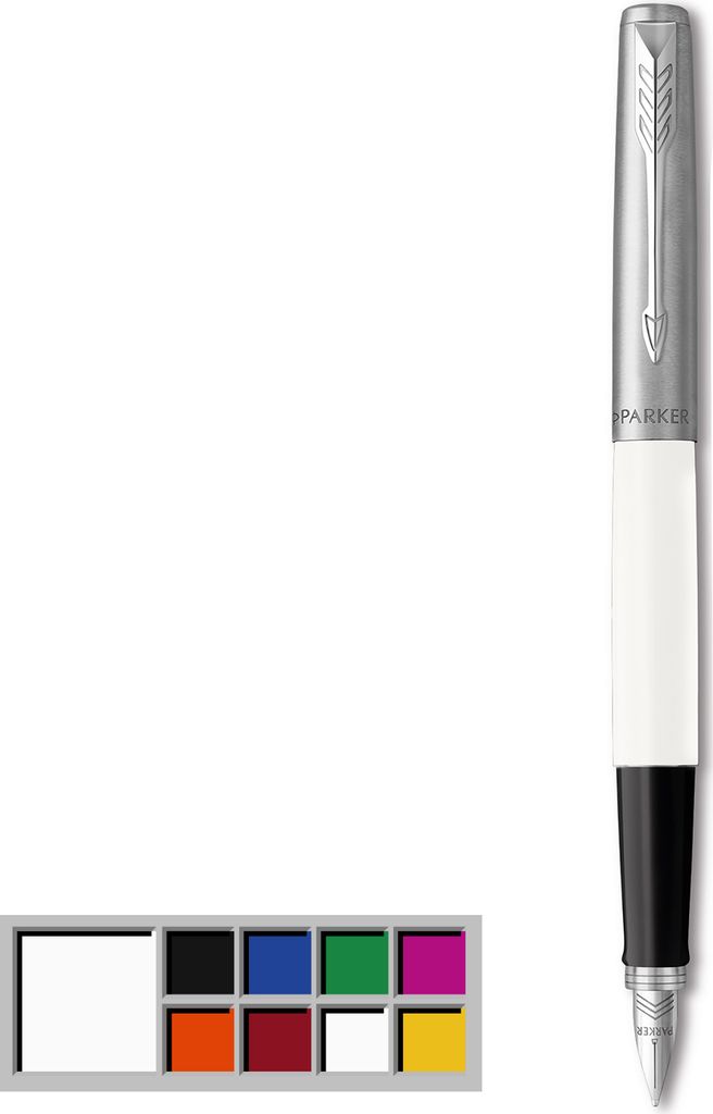 Parker Jotter Originals Füller | Klassisches Weiß | Füllfederhalter Mittlere Spitze | blaue Tinte