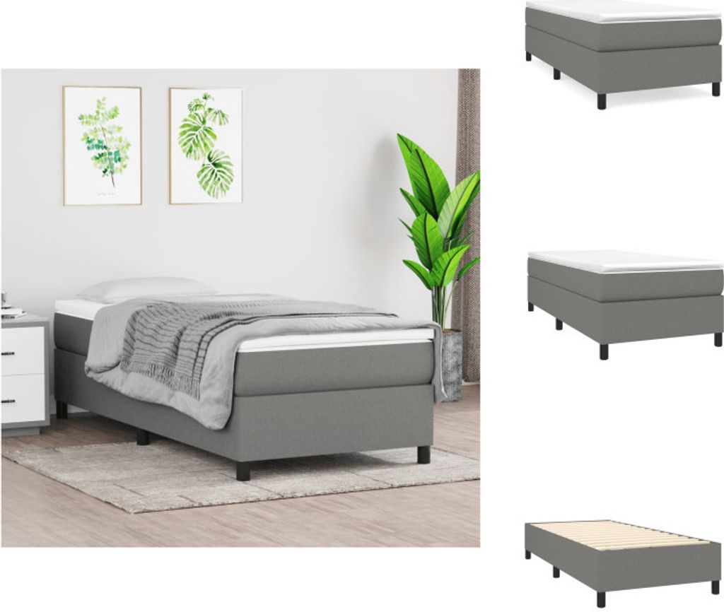 vidaXL Boxspringbett mit Matratze Dunkelgrau 80x200 cm Stoff - Betten & Bettgestelle