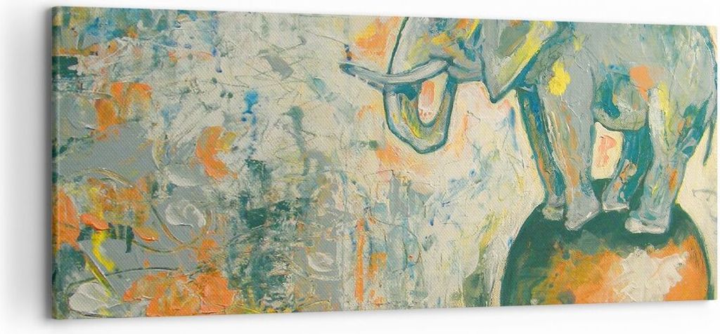 Bild auf Leinwand - Leinwandbild - Elefant Abstraktion - 120x50cm - Wand Bild - Wanddeko - Leinwanddruck - Bilder - Kunstdruck - Wanddekoration - L...