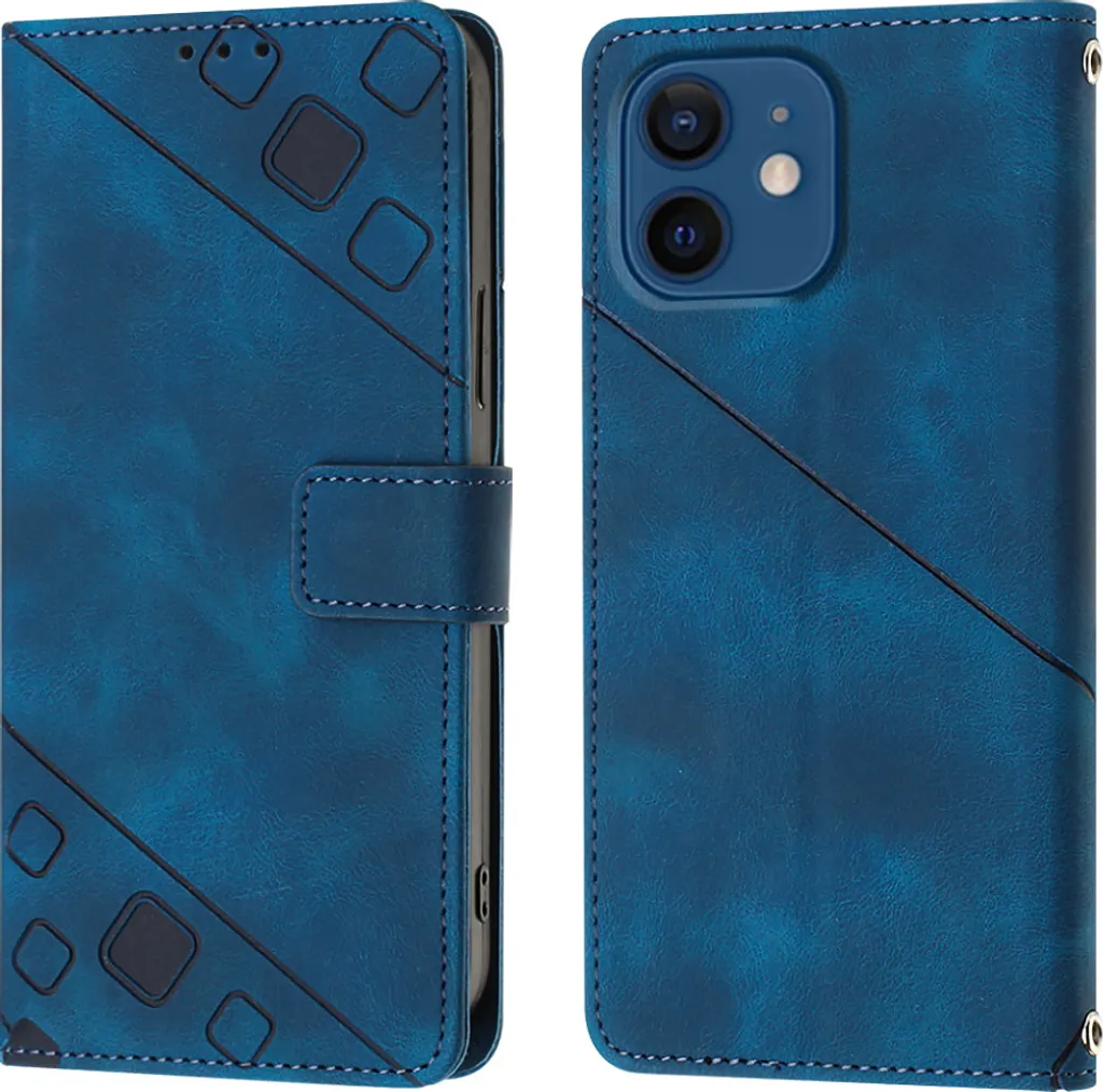 Custodia Blu in Rilievo iPhone 12 / 12 Pro | Cover Chic Portafoglio