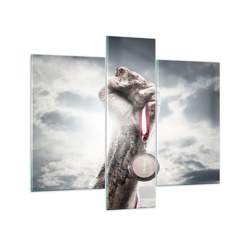 Bilder auf glas - Sport Medaille Sieg Trophäe - 95x80cm - Glasbilder - Wandbilder - Kunstdruck - zum Aufhängen bereit - Wanddekoration aus Glas -...