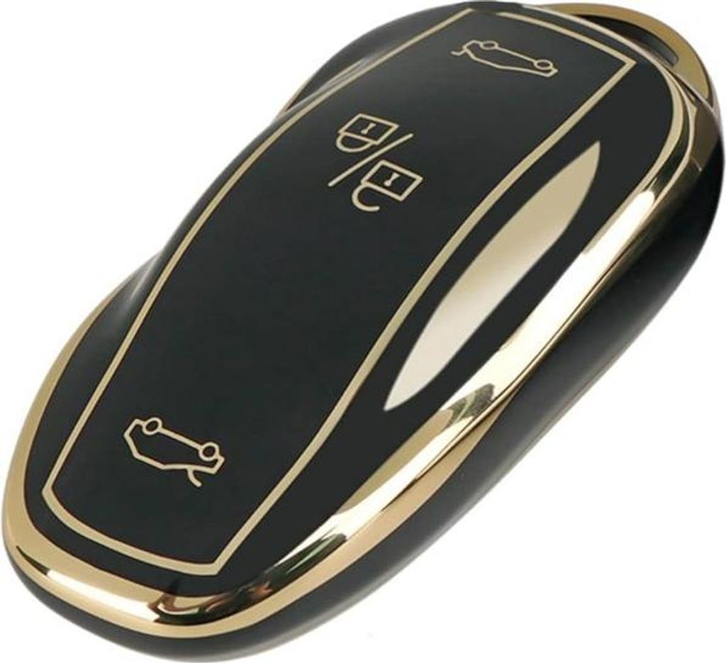 Dutch Shield - TPU Autoschlüssel Hülle für das Tesla Schlüssel - Schutzhülle Schlüsselhülle Cover MODEL-3-Y-S Gold, Schwarz