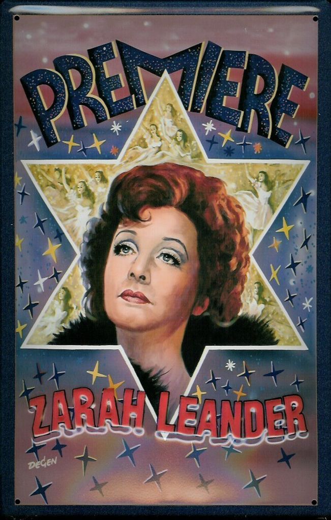 Blechschild Zarah Leander Filmplakat Schild retro Nostalgieschild