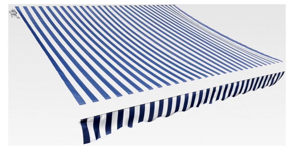 Markisenbespannung Canvas Blau und Weiß 450x300 cm, Markise für Balkon und Terrassenüberdachung