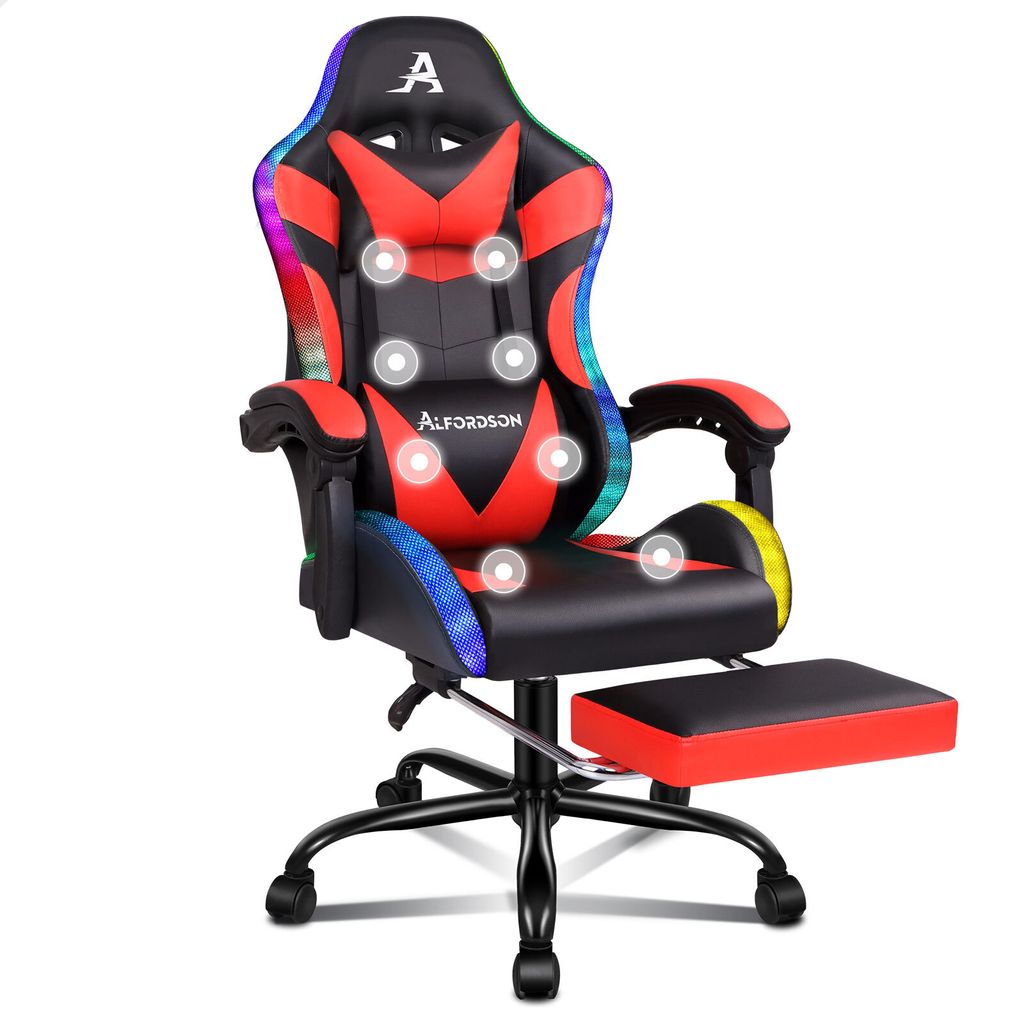 ALFORDSON Gaming-Massagestuhl, Massage-Rennstuhl mit LED, Produktbild 