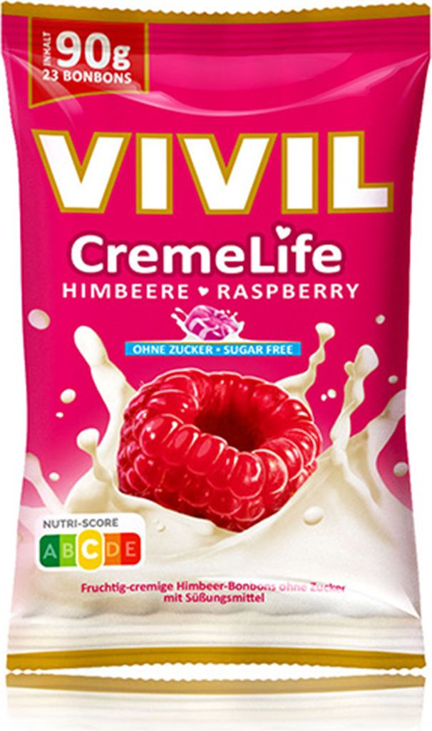 VIVIL Creme Life Himbeere Sahnebonbons ohne Zucker | 90g Produktbild 