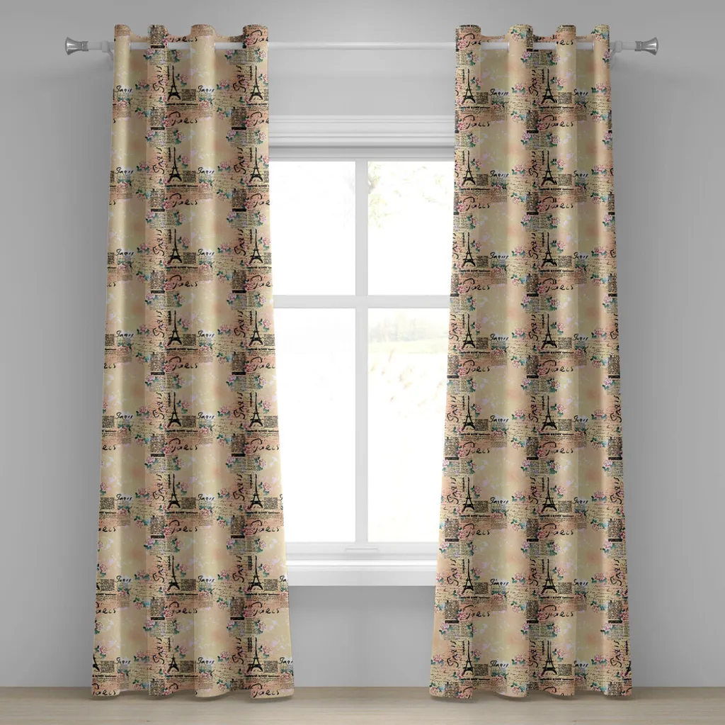 Rideau moderne à œillets avec imprimé floral Paris Bleu et Rose 280cm