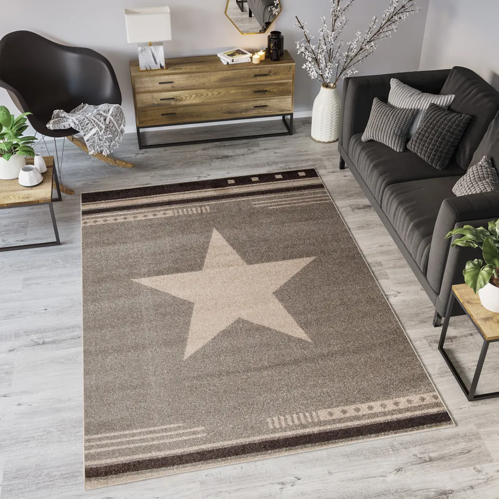 Tapis Design Chiné Beige Certifié ÖKOTEX pour Salon et Entrée 200x290