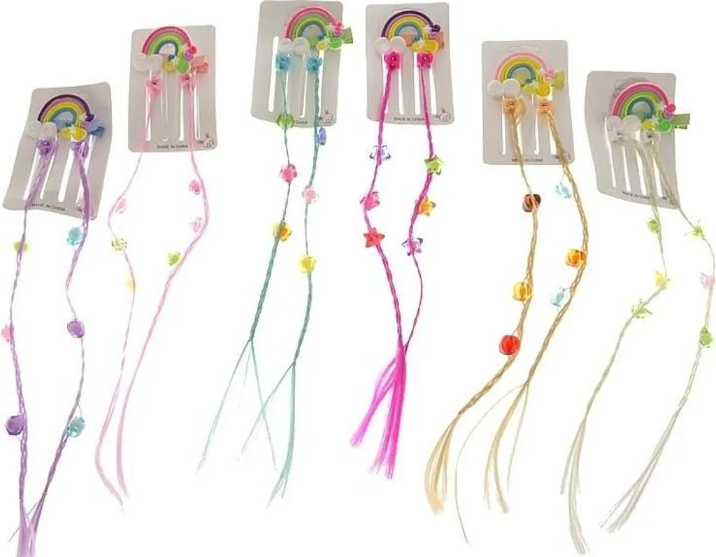 Fermaglio per Capelli con 2 Treccine e Decorazioni - Set 12 Pezzi