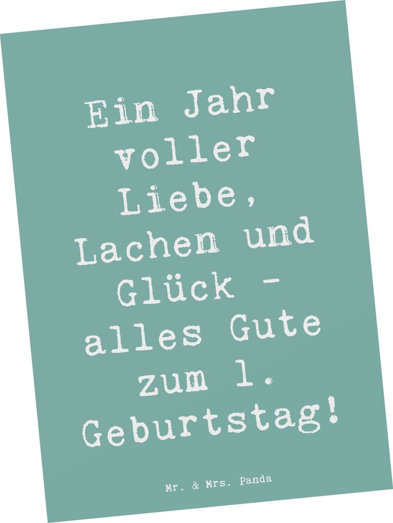 Mr. & Mrs. Panda Postkarte Spruch 1. Geburtstag Liebe Lachen Glück - Meeresbrise - Geschenk, Ansichtskarte, Alter, Happy Birthday, Familientag, Ge...