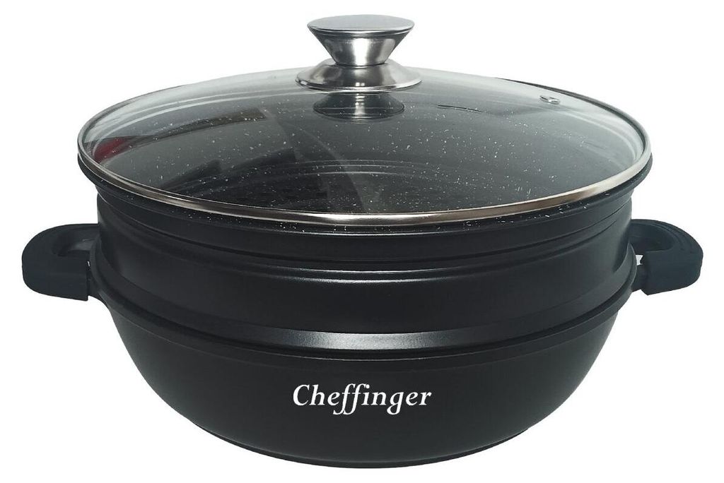 4 in 1 Tajine Topf mit Silikongriffe ø28 cm Garer Dampfgarer Schwarz Induktion