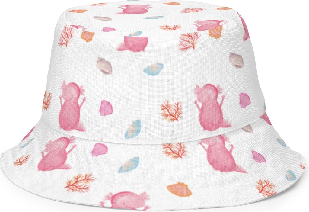 Mr. & Mrs. Panda Sonnenhut Axolotl Hurra Größe S/M - Weiß - Geschenk, Fischerhut, Spaß, Sommerhut, Motivation, Schlapphut, Bucket Hat, Sonnenm...