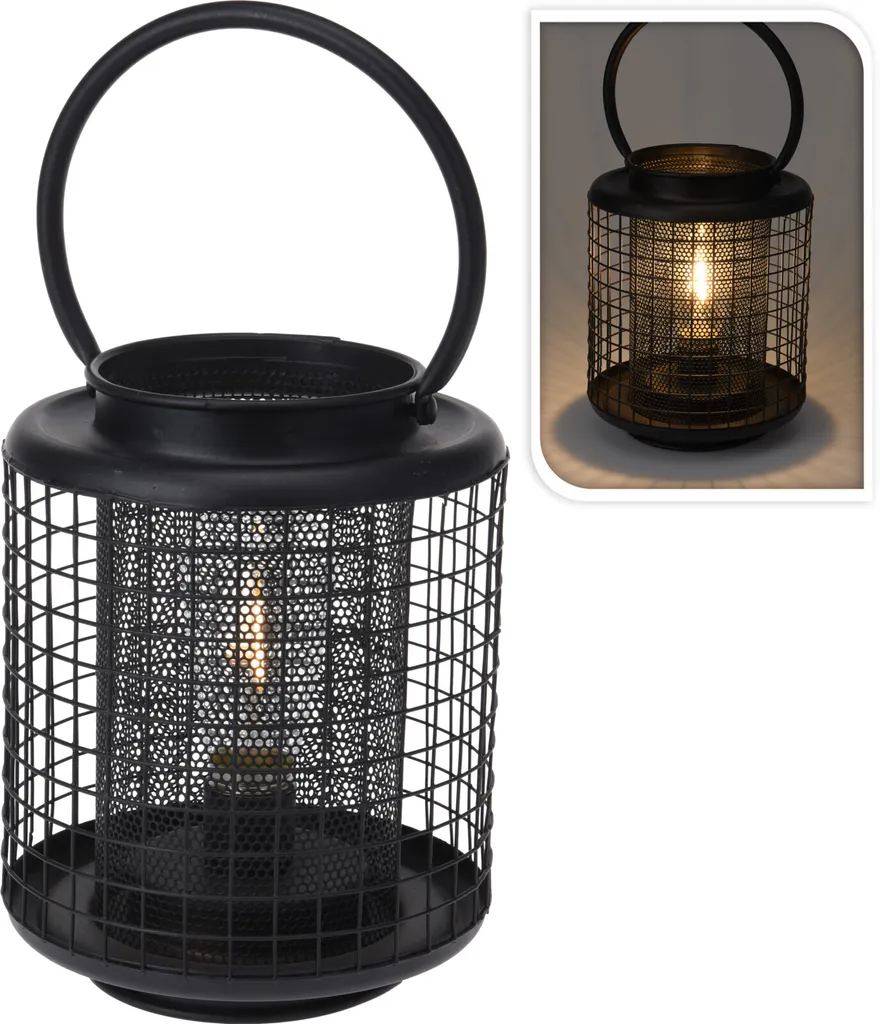 Lanterne LED Noir 14x14x18 cm - Éclairage Sécurisé sans Risque de Feu
