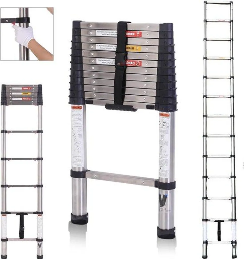 Échelle pliante en inox pour camping-car et accès mezzanine 3,8 mètres