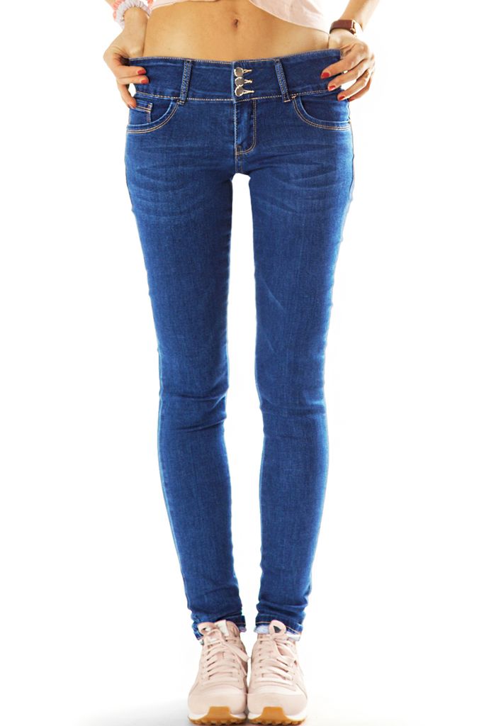 BE STYLED Damen Röhrenjeans Hüftjeans Skinny Low Waist Enge Produktbild 