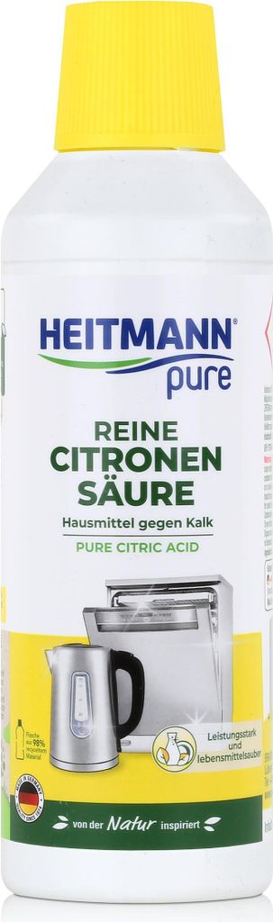 Heitmann pure Reine Citronen Säure 500ml - Löst Kalk in Küche (1er Pack)