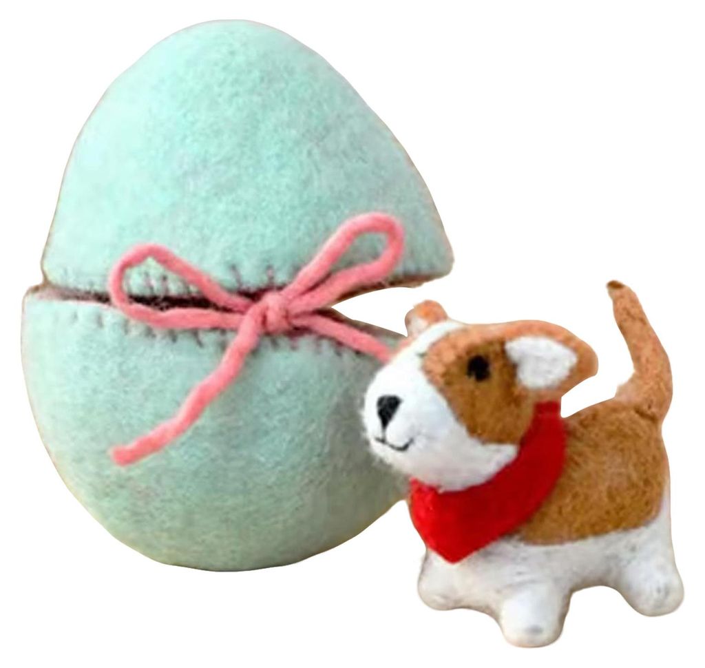 Ostereier-Ornament mit verstecktem Filztier, handgefertigtes Schnürei mit Tier im Inneren, Tischdekoration, Gastgeschenke für Osterfeiern