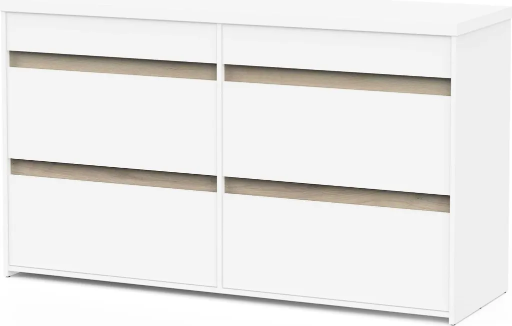 Commode bicolore 6 tiroirs CLYDE en chêne kronberg et blanc moderne - 10