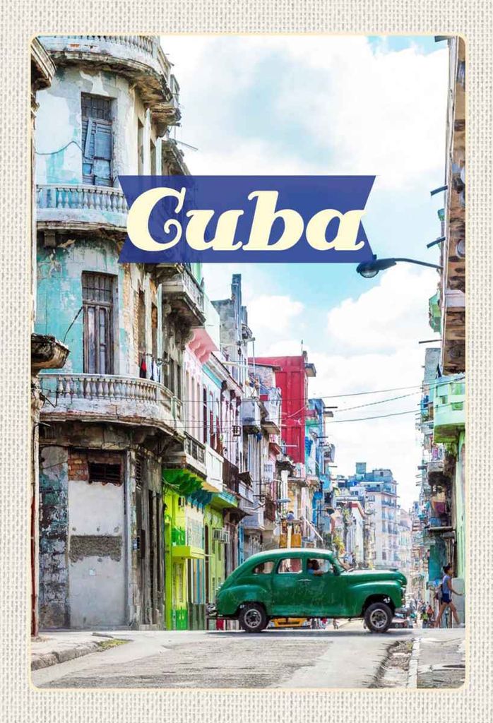 vianmo Holzschild 30x20 cm Cuba Karibik Gemälde Urlaub Bildmotiv Reisemotiv Abenteuer Reisen