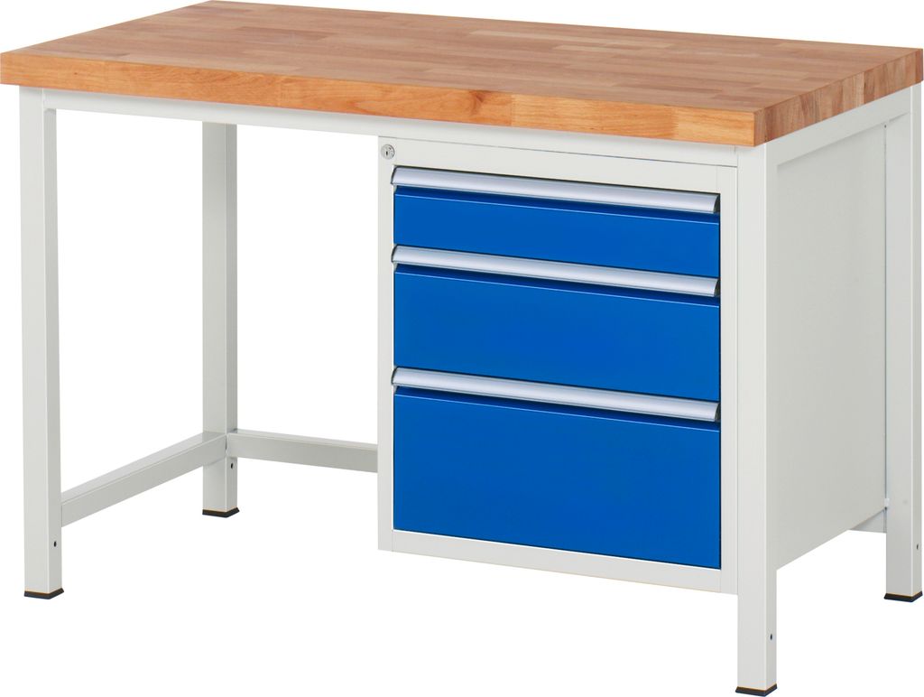 Rau Werkbank höhenverstellbar 8159A1, B1250xT700xH840-1040mm, 3x Schublade-TA