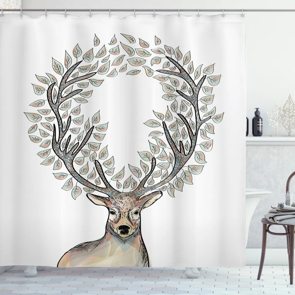 Rideau de douche pastel ABAKUHAUS Mythos Reindeer opaque 175x240 cm