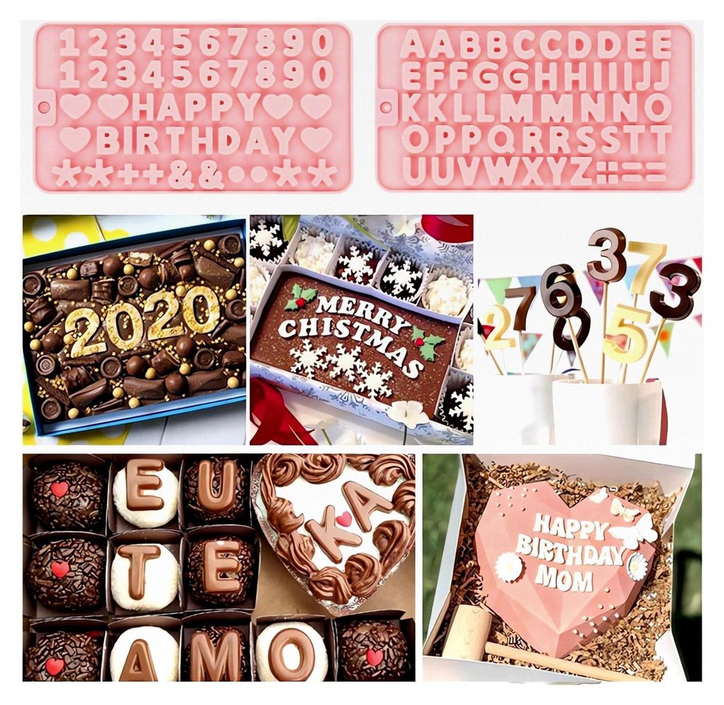 2 Stück Silikonform für Buchstaben (mit Tropfer) - Silikonform für Buchstaben und Zahlen für das Backen von Desserts und die Dekoration von Kuc...